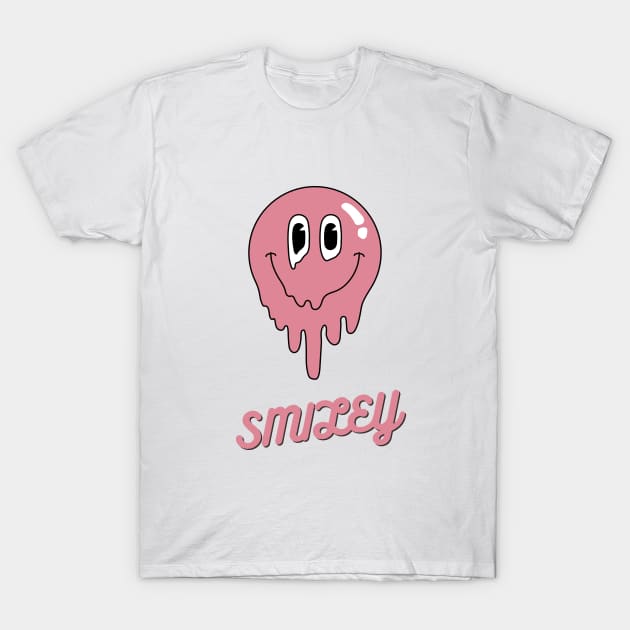 Preppy Y2K Trendy Smiley Design Cute Pink T-Shirt by VanillaArt